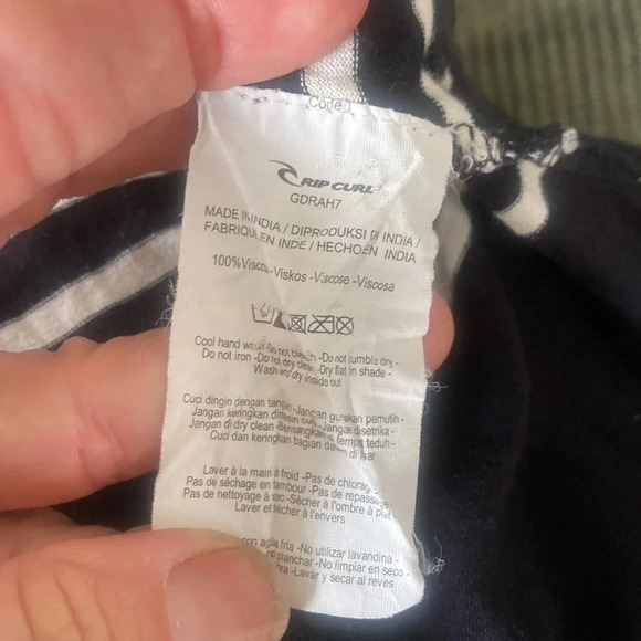 Rip Curl surf black/white striped maxi viscose dress suze large - Picture 6 of 7